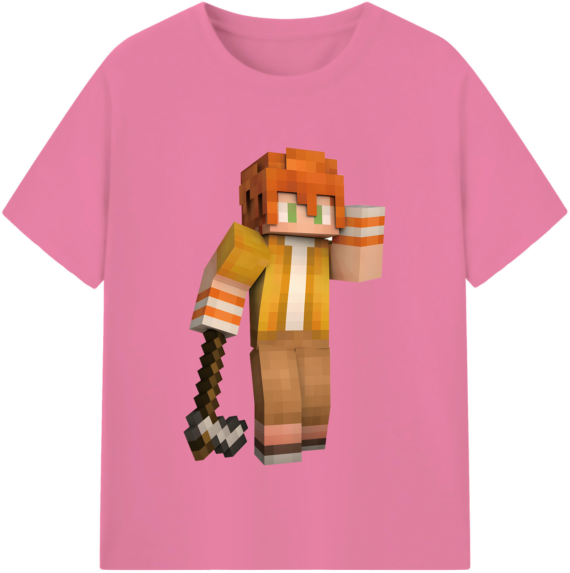 （画像用） マインクラフト ブロックの世界 Minecraft MC Block world 綿100％半袖Tシャツ（フロントプリント）